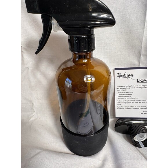 Two 16oz Empty Glass Spray Bottle Refillable Containers with Silicone Sleeve - Picture 3 of 9
